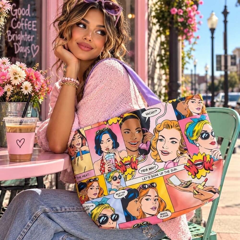 Estee Lauder Pop Art Comic Print Tote Bag